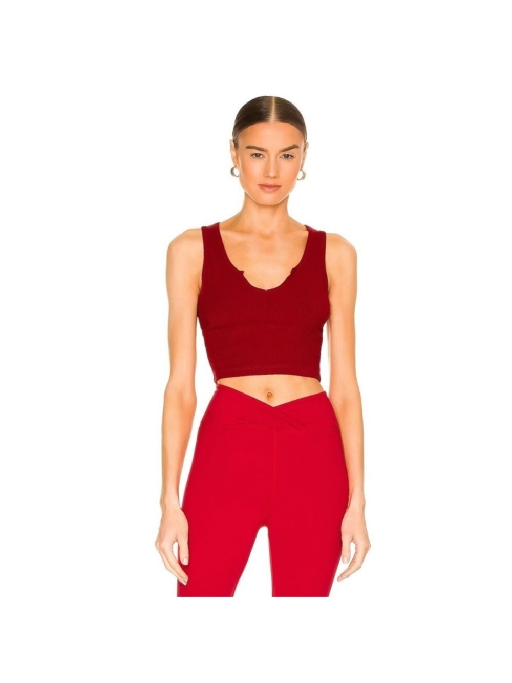 Year of Ours Cropped Ribbed Tank Size S Red